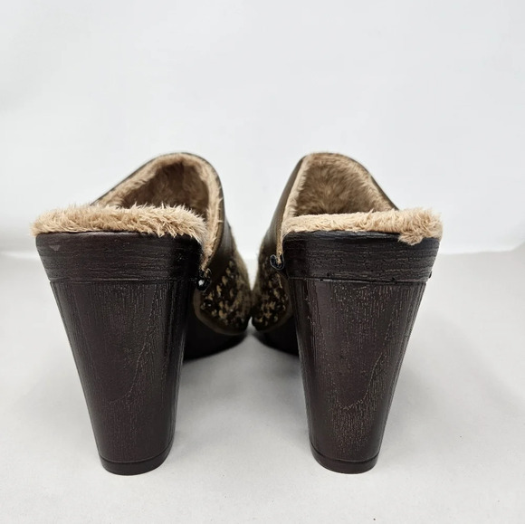 Muk Luks Heeled Mule Clog Sz 7 Kameryn Block Heel Studded Sides Faux Fur Studded - Picture 5 of 14